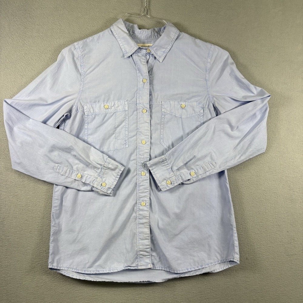 Madewell Women's Small Light Blue Chambray Button Down Shirt 100% Cotton